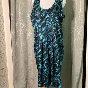 Simply Vera Vera Wang Pleated Blue and Black Midi Dress